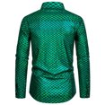 thumbnail image 3 of WREESH Men's Elegant Button Down Shirts Long Sleeve Casual Style with Turn-Down Collar, Pattern for a Sophisticated Green, 3 of 9