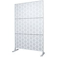 thumbnail image 3 of Metal Privacy Screen for Outdoor, 76" H×48" W Freestanding Privacy Screens with Stand, Hot Tub Privacy Screen with Decorative Pattern, White, 3 of 8