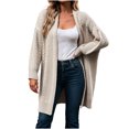 thumbnail image 2 of Hrsba Cable Knit Sweaters for Women Solid Color V Neck Oversized Long Knit Pullover Sweater, 2 of 6