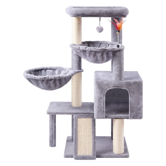 TWDEPART Multifunction 3-Level 37 in Cat Tree with Hammocks, Gray