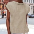 thumbnail image 2 of JJHGVB Sleeveless Summer Business Boho Work Tops Linen Shirts for Women Loose Fit Comfort Casual Basic Tee Spring Trendy Business Casual Tops for Women Casual A1 Khaki M, 2 of 5