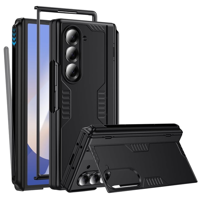 Funda para teléfono Samsung Galaxy Z Fold 6 con soporte para bolígrafos S, color negro