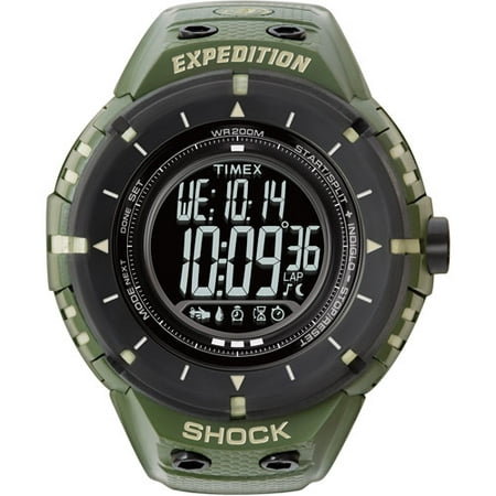 Timex Men's Expedition Shock Digital Compass Watch, Green Resin Strap