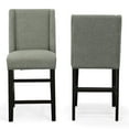 thumbnail image 4 of Carolina Classics Laurant Upholstered 24" Wood Counter Stool in Gray (Set of 2), 4 of 6