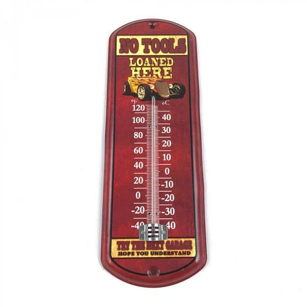Vintage Parts USA 323933 Retro Hotrod Metal Wall Mount Thermometer