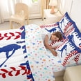 thumbnail image 4 of Erosebridal Navy Blue Dripping Baseball Stitch & Hitter Silhouette Graphic Twin Bedding Sets 7-Piece, Sport Graphic Bedding Comforter Set for Boys And Girls Kids,Breathable Home Decor, 4 of 6