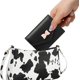 thumbnail image 4 of Monedero con lazo bonito, monedero pequeño con doble pliegue, bolsillo para efectivo, tarjetero, monedero con ventana de identificación para mujeres y niñas (NEGRO) oso de fresa Electrónica, 4 of 5