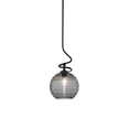 thumbnail image 1 of Capri Stem Mini Pendant With Hang Straight Swivel Shown In Matte Black Finish With 10" Smoke Ribbed Glass, 1 of 1