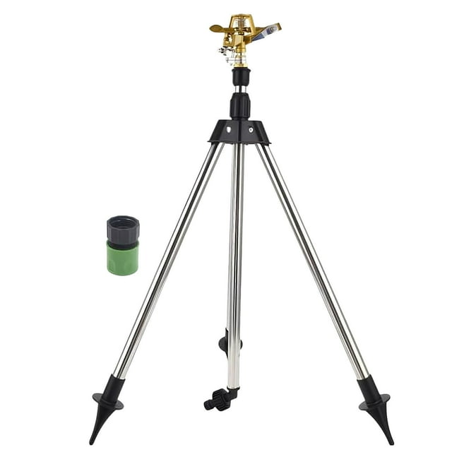 Hbdhejl Rotating Tripod Sprinkler Stainless Steel Automatic Irrigation Tripod Telescopic Support Sprinkler With 360 Large Area Coverage Watering Sprinklers For Yard Garden