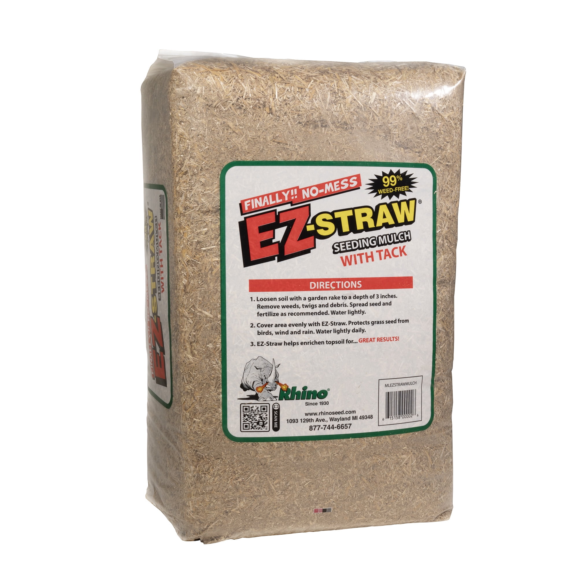 EZ-Straw Seeding Mulch with Tackifier - Biodegradable Processed Straw - 2.5 CU FT Bale (Covers up to 600 sq. ft.)