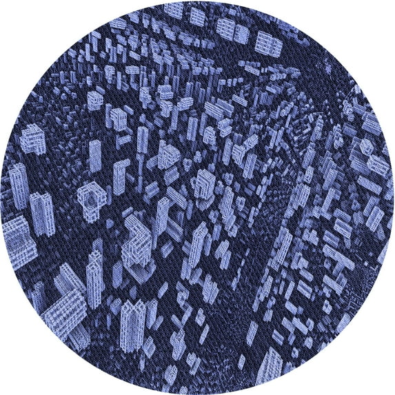 Ahgly Company Indoor Round Patterned Night Blue Area Rugs, 4' Round