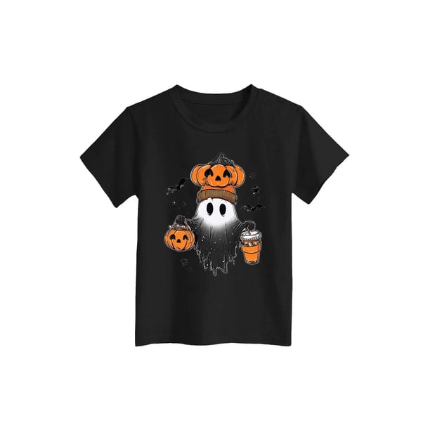 enyan Halloween Tshirt Toddler Ghost T-Shirts Boo Pumpkin Short Sleeve Tees Kids Boys Girls Spooky Tops