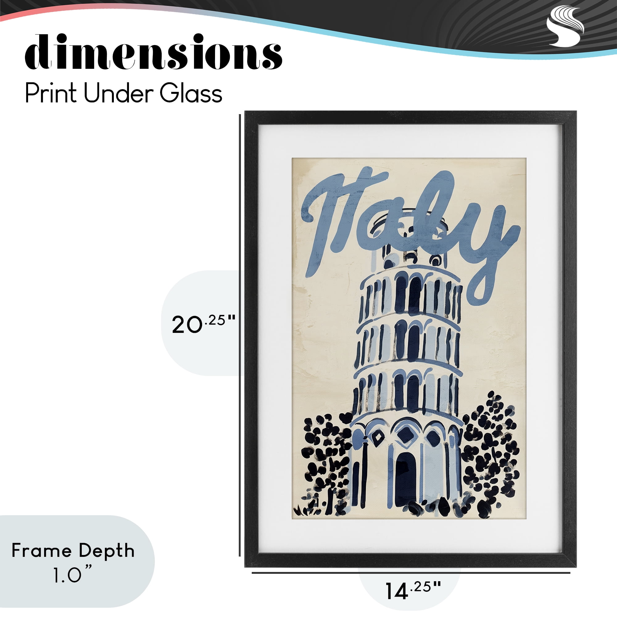 Stupell Industries Blue & Beige Italy Travel Black Framed Print Under Glass, design by Annabelle Hall
