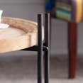thumbnail image 6 of GZXS 31.7" Round Farmhouse Coffee Table with Wood Top and Black Metal Legs, Rustic Modern Accent Center Table for Living Room (Brown+Black), 6 of 9