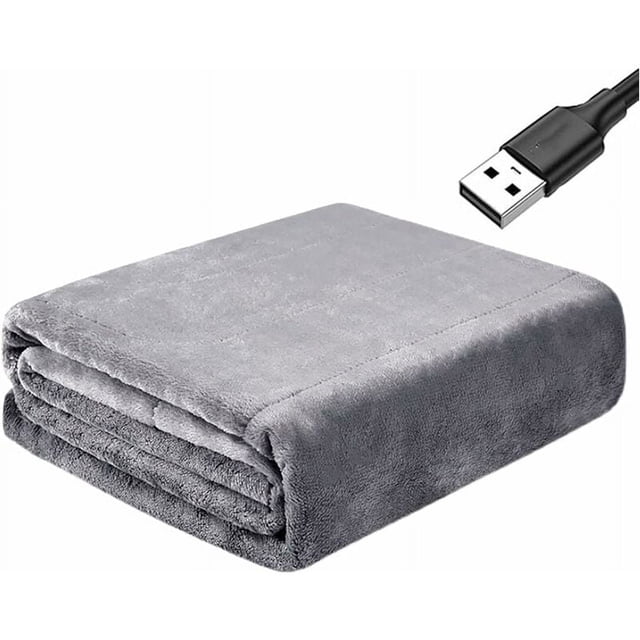 Manta calefactora eléctrica USB, abrigo calefactor de franela ultra suave, mantón calefactor USB y manta calefactora a cuadros para silla de sofá de oficina lavable a máquina 140x80 cm (color H)