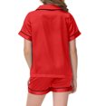 thumbnail image 6 of Teen Girls Silk PJS Short Sleeve Button Down Nightwear with Shorts Girls Summer Pajamas Preppy Stuff for Girls 12-13 Years, 6 of 6