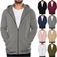 thumbnail image 6 of Horkkom Zip Up Hoodie Men Fall Outfits Plain Workout Hoodie Thin Casual Sweatshirt with Pockets XL, 6 of 7