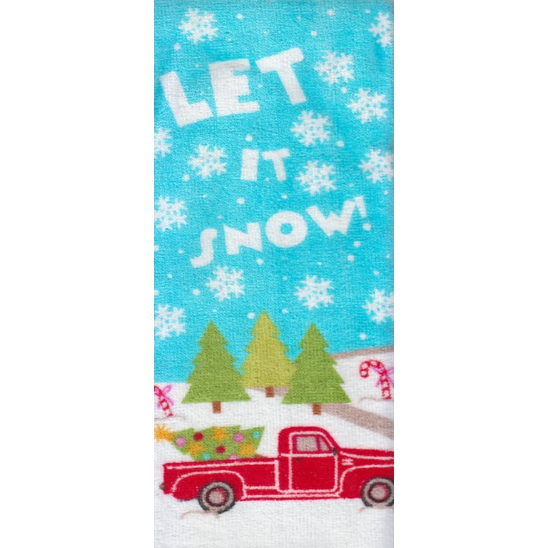 Kitchen Towel Merry Christmas Red Farm Truck Dish Cloths 4 Pack  18x28in,Super Absorbent Tea Hand Towels Bathroom Cleaning Cloth Xmas Tree  Snowflake on