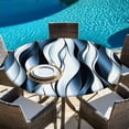 thumbnail image 6 of Blue Striped Ombre Round Tablecloth, Fitted Table Cover with Elastic for 55"-60" Round Tables, Modern Blue Moire Geometric Table Cloth Outdoor Indoor Dinning Party Waterproof Tablecloths, 6 of 7