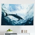 thumbnail image 1 of Sea Animals Tapestry, Sketch of Scuba Diver Holding Fin of Dolphin Over Coral Reefs Fish Underwater, Fabric Wall Hanging Decor for Bedroom Living Room Dorm, 2 Sizes, Multicolor, by Ambesonne, 1 of 1