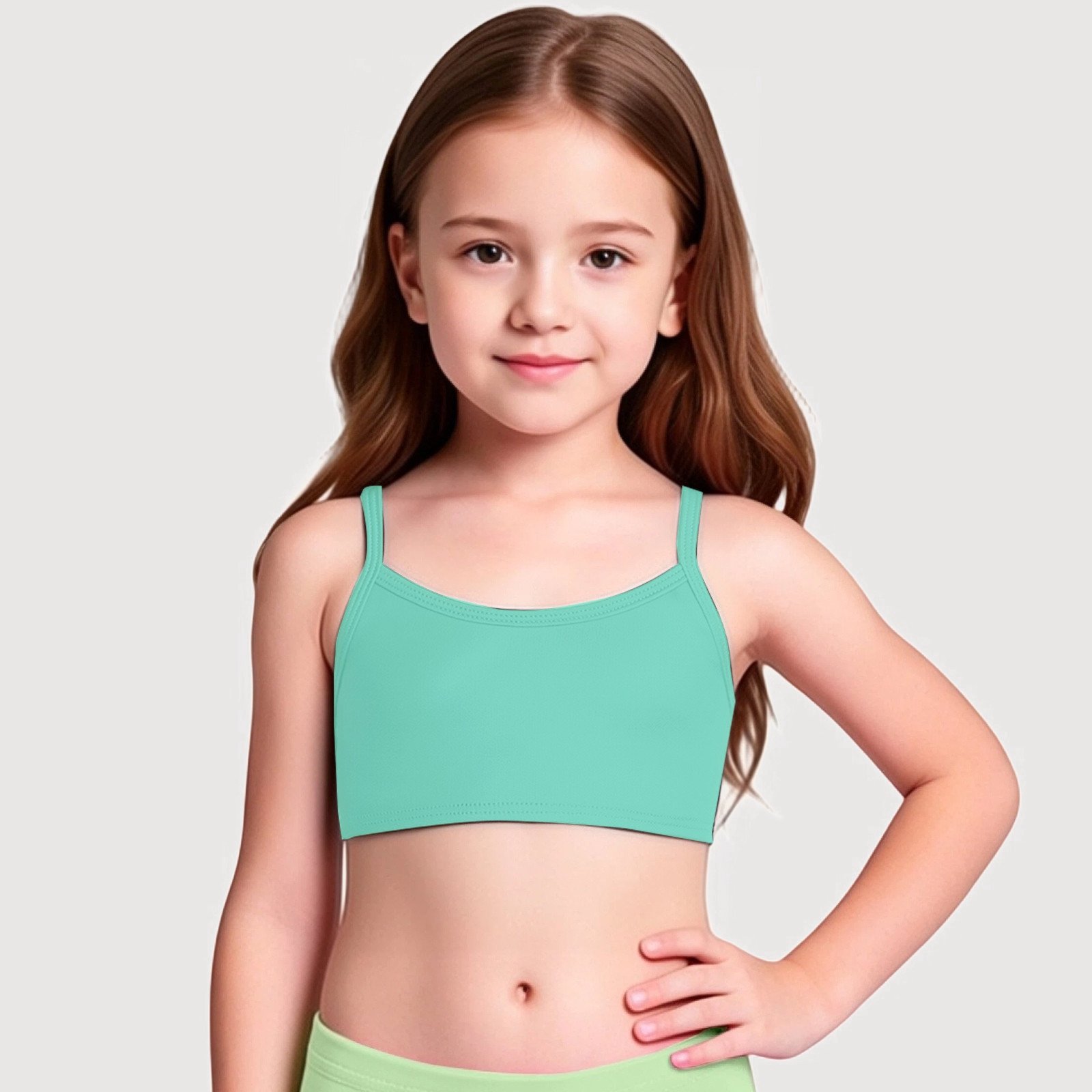 Gyujnb Basic Solid Swim Top with Thin Straps for Summer Beach Pool (Little Girls Big Girls) 4-5 Years