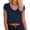 Navy, variant on Women's V-Neck Crop Top, Short Sleeve Casual Solid Color T-Shirt Y2K Tops Travel Outfit Gray M