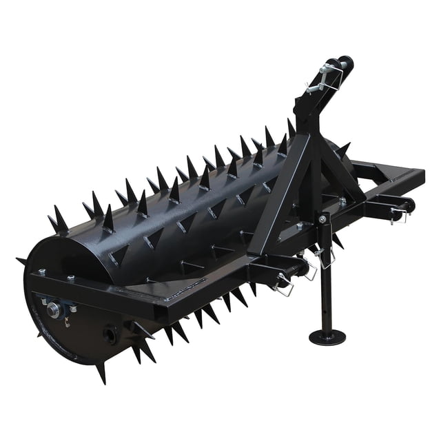 Field Tuff 60" 3-Point Spike Aerator for Cat 1 Tractors, Heavy-Duty Steel, Black
