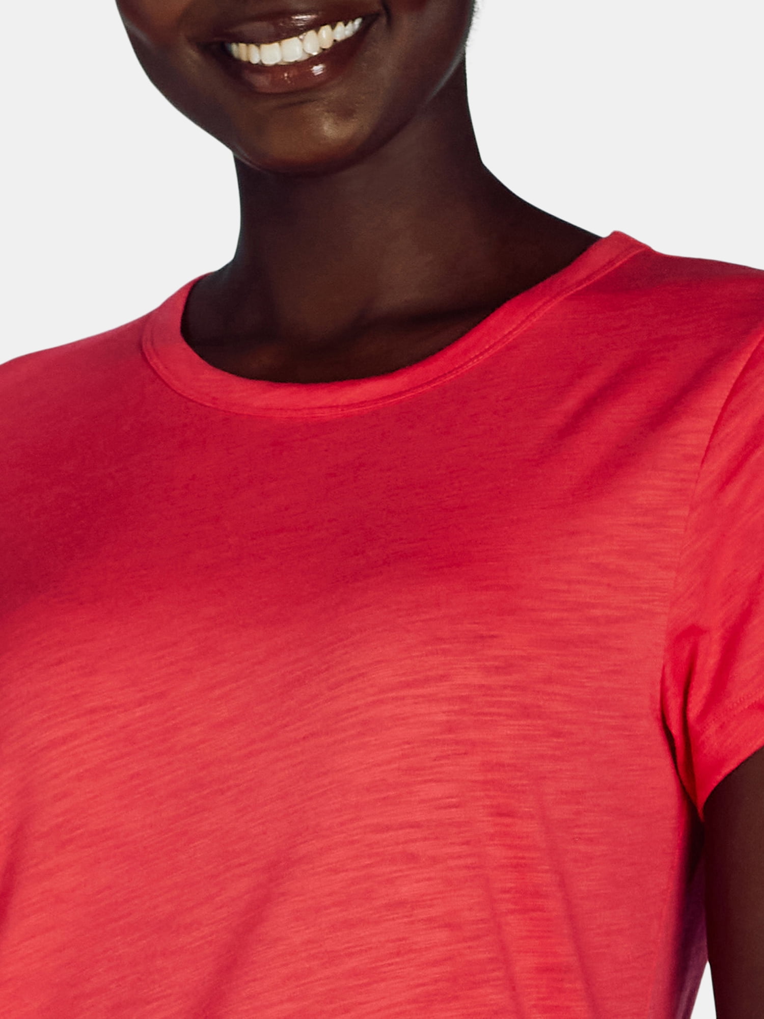Time and Tru Women’s Slub Jersey Crewneck Tee with Short Sleeves, Sizes XS-XXXL