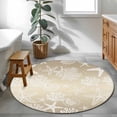 thumbnail image 3 of Brown Ombre Coastal Round Area Rug 3Ft Washable Small Circle Rugs for Kitchen Entryway, Sea Nautical Summer Beach Starfish Coral Non-Slip Carpet Floor Mats Indoor Outdoor Carpet Runner Home Decor, 3 of 8
