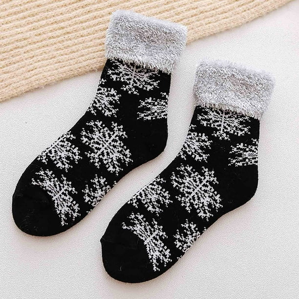 Calcetines Navideños de Tubo Medio, Calcetines de Forro Polar Grueso, Calcetines Casuales de Forro Polar de Color Sólido, Calcetines para El Hogar