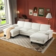 thumbnail image 2 of Bonzy Home U Shaped Convertible Sectional Sofa Couch 122 inch Length for Living Room With Storage Ottoman Elegant White, 2 of 11