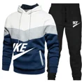 thumbnail image 4 of Chándal informal para hombre, Conjunto de sudadera con capucha y cremallera y pantalón de chándal negro, ropa de calle con estampado de grafiti, Moda de Primavera, 4 of 5
