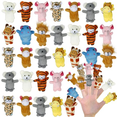 30-Pack Animal Finger Puppets - Soft Plush Zoo Toys for Storytime Party Favors & Classroom Rewards