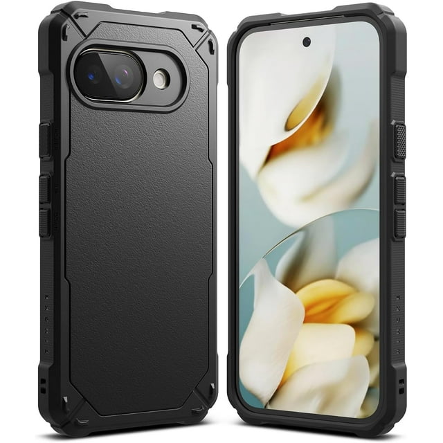 HZXC-Rugged Gear Compatible with Google Pixel 9a Case, Rugged Shockproof Firm Grip Non-Slip Scratch Resistant Shockproof Bumper Protective Phone Cover - Black