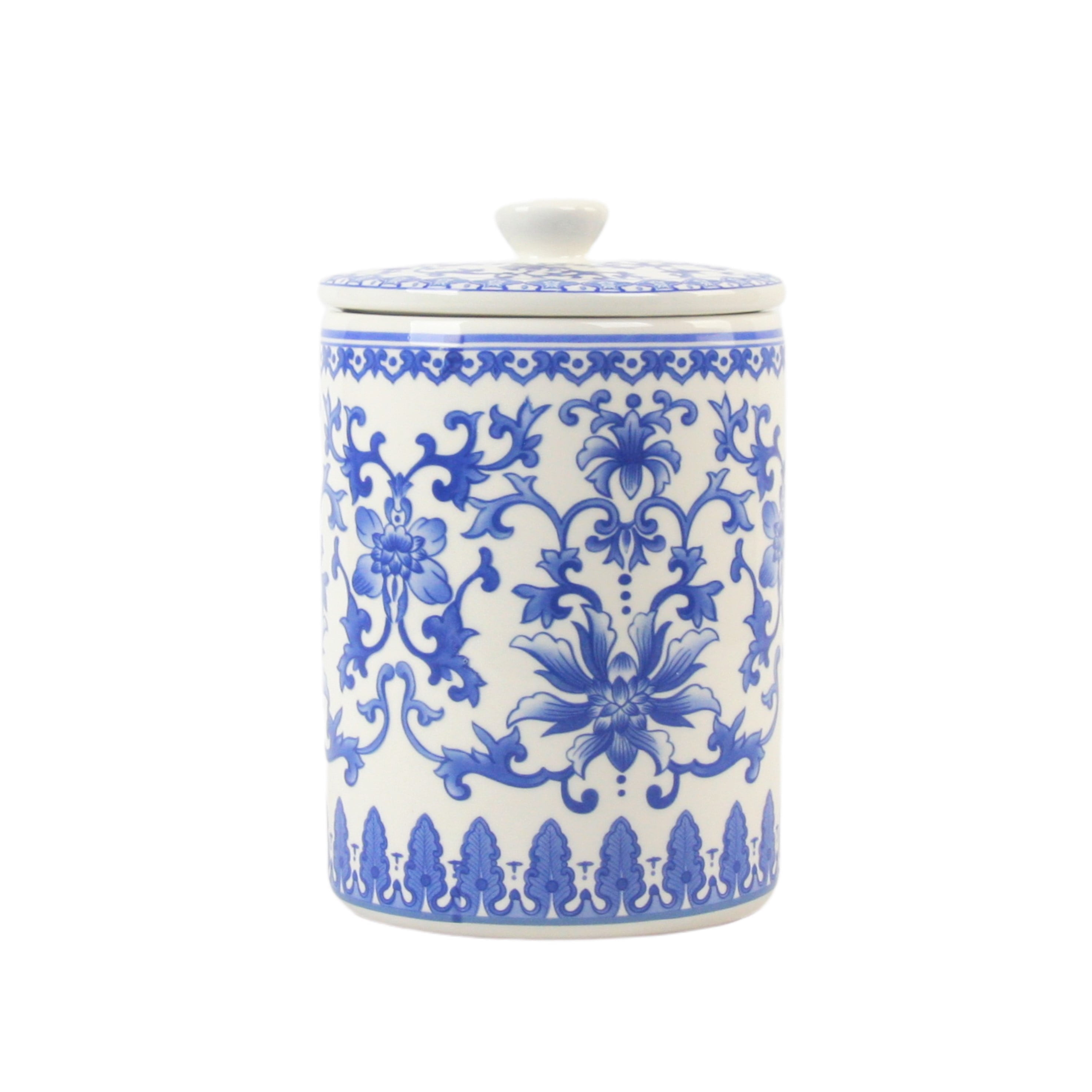 10 Strawberry Street Chinoiserie 3 Piece Ceramic Canister Set, White, Blue