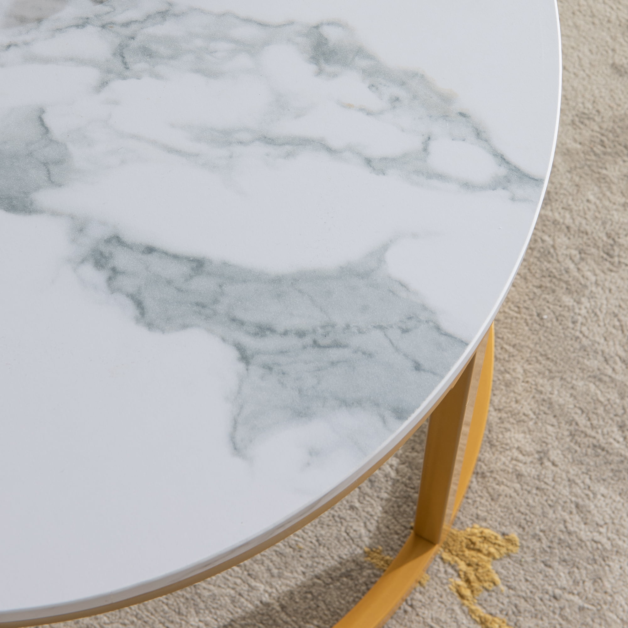 YYAo Round Nesting Coffee Set of 2, Modern Marble Accent Table with Sturdy Metal Legs for Living Room Office Balcony, Gold YYAo Round Nesting Coffee Set of 2, Modern Marble Accent Table with Sturdy Metal Legs for Living Room Office Balcony, Gold