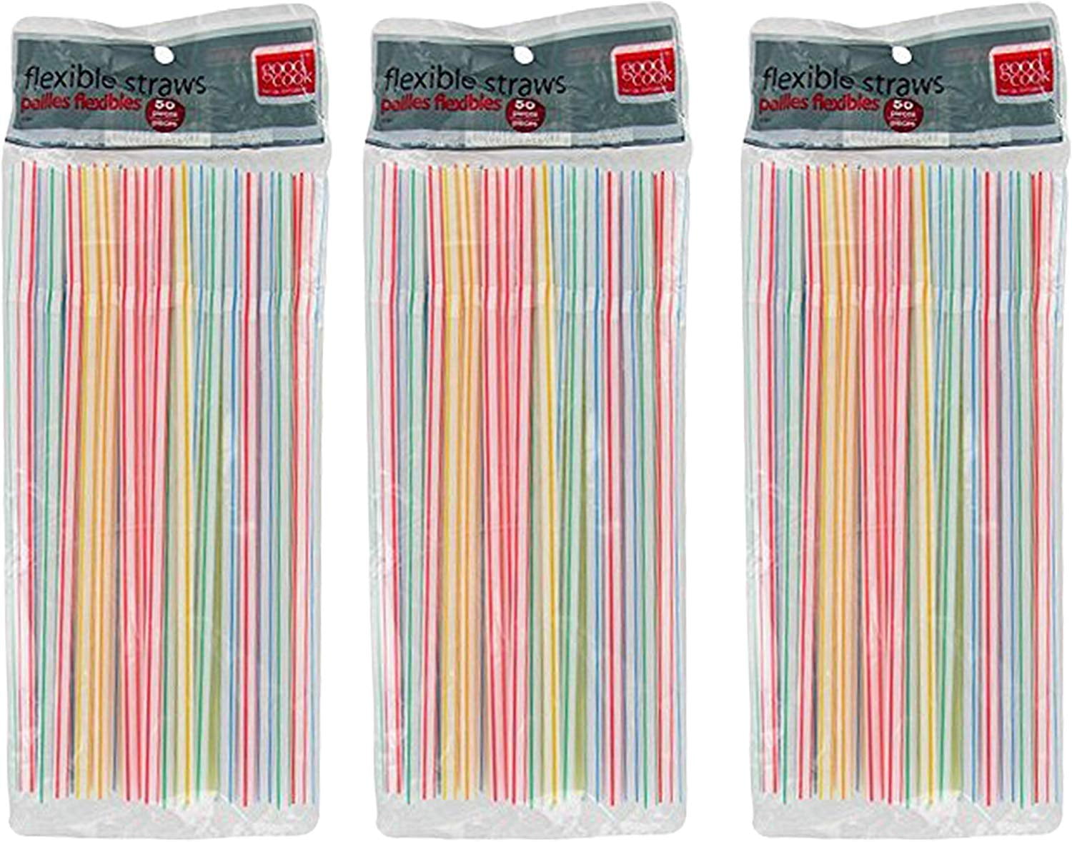 Flexible Drinking Straws, 50 Count (Pack of 3)
