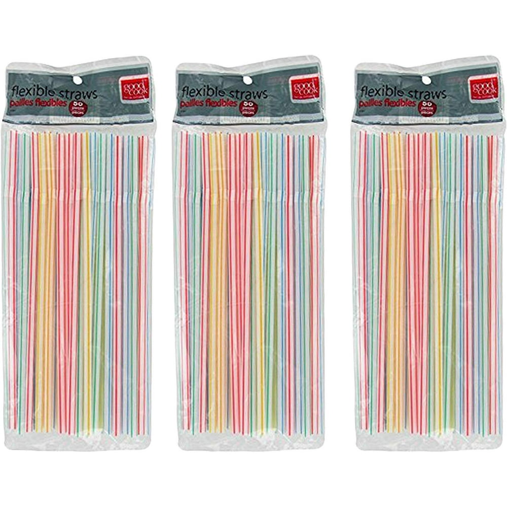 Flexible Drinking Straws, 50 Count (Pack of 3)