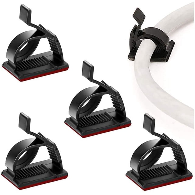 100 clips autoadhesivos para gestión de cables, organizadores de cables ajustables, clips de alambre adhesivos, soporte para cables para TV, PC, portátil, cable Ethernet, escritorio, oficina en casa