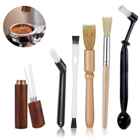 

Kokovifyves Kitchen Gadgets Clearance Coffee Machine Cleaning Brush Set 6 Pieces Coffee Cleaning Brush Wooden Cleaning Brush for Grinders and Nylon Brush for Coffee Machine Group Head
