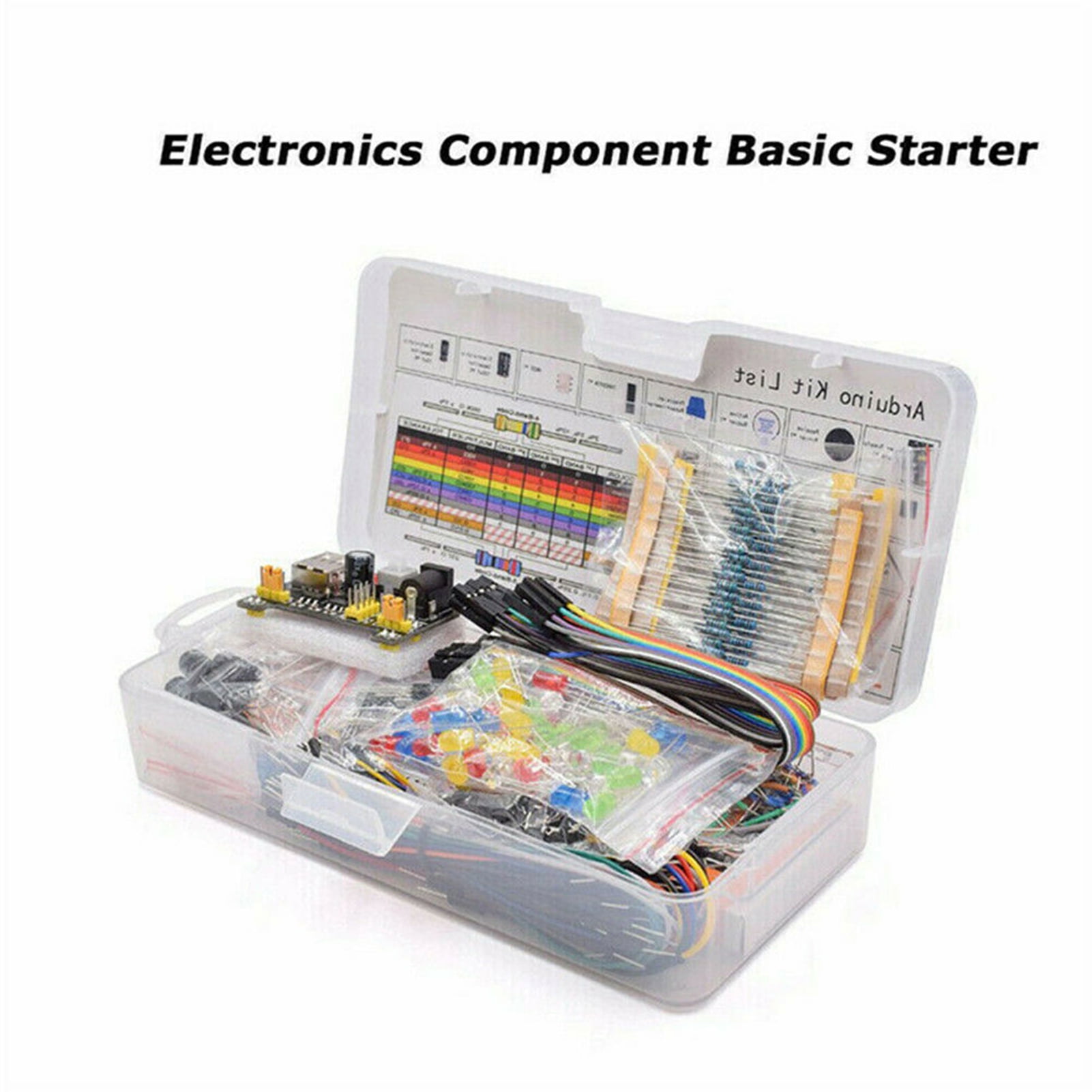 Elowen Portable Electronic Components Kit Components Electronic Components Kit 830 Connect Points Breadboard Cable Resistor Applicable For R3