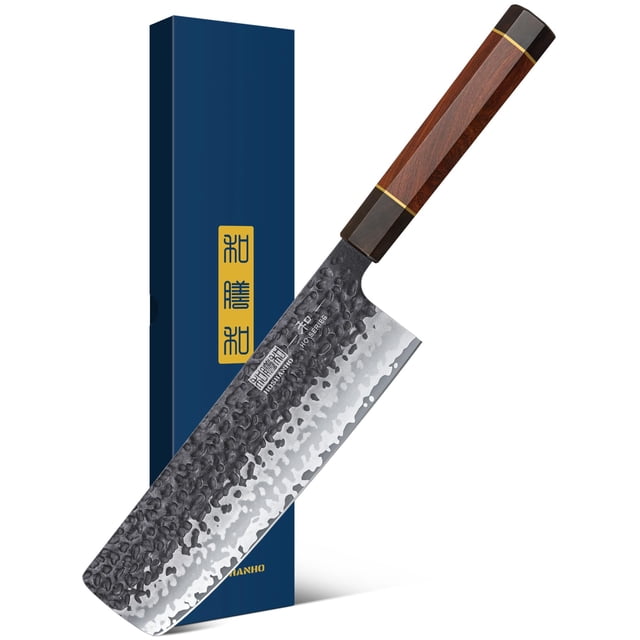 Cuchillo Nakiri HOSHANHO de acero al carbono forjado a mano, 18 cm, japonés