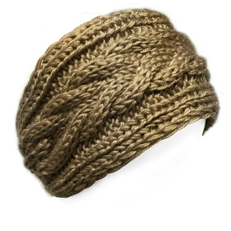 Wrapables® Thick Cable Knit Headband, Khaki (Best Headbands For Thick Hair)