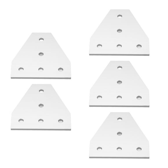 Industrial L-Shaped Repair Mending Brackets, Pack of 5 Aluminum Alloy 5-Hole Flat Tie Plates