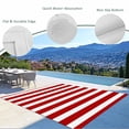 thumbnail image 6 of Outdoor Rug 4x6 ft Red White Vintage Striped Waterproof Outdoor Patio Rug Mat Non Slip Outside Area Rugs Carpet for RV,Camping,Porch,Deck,Pool,Balconybackyard,Abstarct Modern Geometric Art, 6 of 9