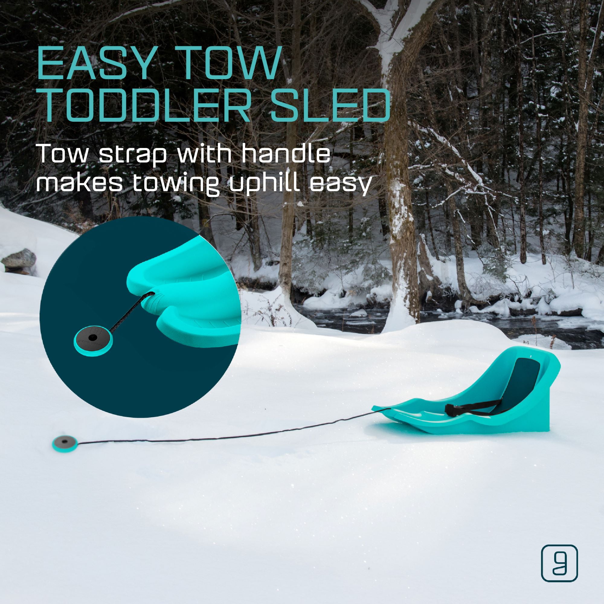 Gizmo Riders Baby Rider Titan Blue Pull Snow Sled for Toddlers, 55 lbs, Ages 6 Months+