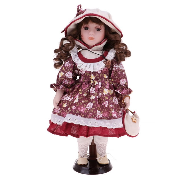 Muñeca de 30 cm de Pie de Niña Victoriana con Soporte Zulema Muñeca de Porcelana Victoriana