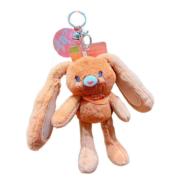 Llavero con forma de conejito de peluche, conejo de orejas largas, 15 cm