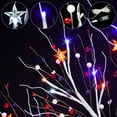 thumbnail image 2 of 4FT 4th of July Decoration, Lighted Patriotic Tree with 48 LED Red White Blue Star Lights Artificial Birch Tree for Indoor Party Flag Day Independence Day Decor, 2 of 13