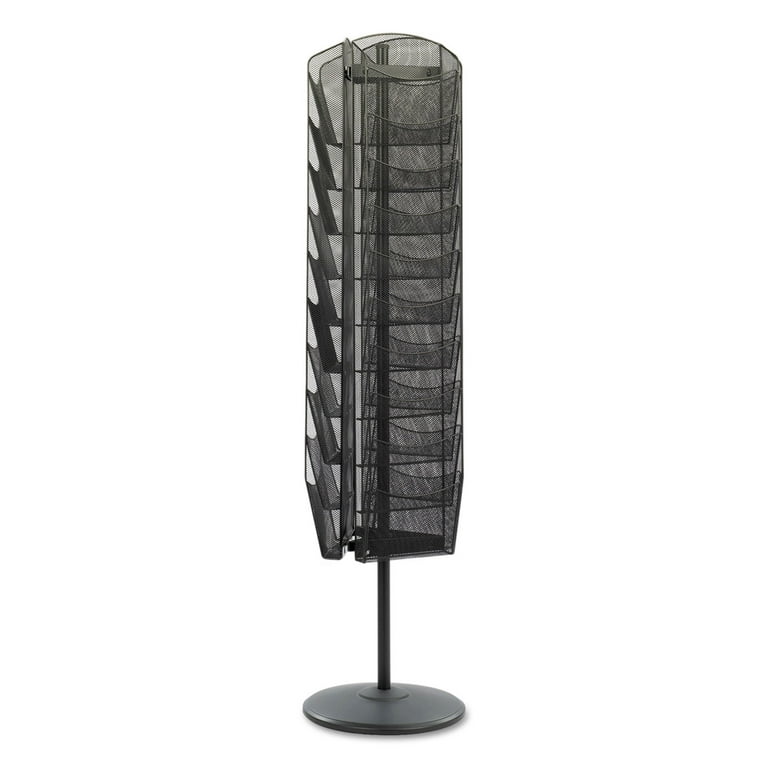 Onyx Mesh Rotating Magazine Display, 30 Compartments, 16.5w x 16.5d x 66h, Black Onyx Mesh Rotating Magazine Display, 30 Compartments, 16.5w x 16.5d x 66h, Black